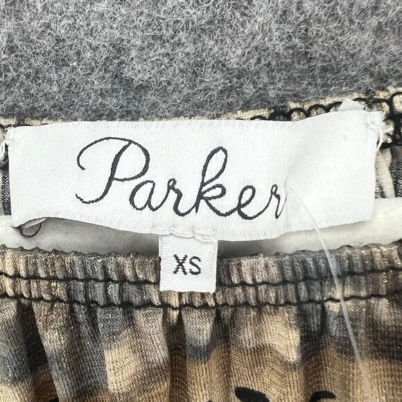 Parker Mini Dress XS Black Gray Tan Gold Abstract Stretch Bell Sleeve Boho Chic - Picture 12 of 14